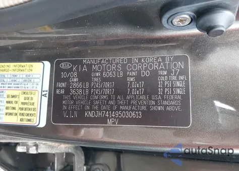 2009 Kia Borrego Ex V6 from USA, damaged, VIN KNDJH741495030613